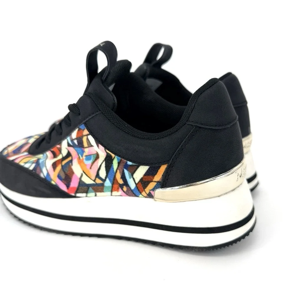 Masseys Ophelia Womens Black Mutli 6.5 Lace Up Sneakers w/ Red Laces